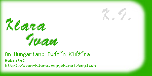 klara ivan business card